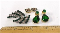 Glass Rhinestone Pierced Earrings Lot
