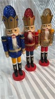 Blue, Red and Gold Sequins Nut Crackers with