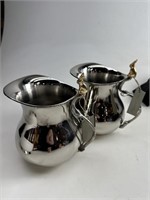 2 Beautiful Silver plated Bunny Pitchers