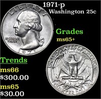 1971-p Washington Quarter 25c Grades GEM+ Unc