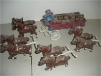 Cast Iron 8 Horse Team and Beer Wagon
