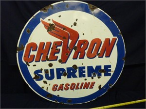 CHEVRON PORCELAIN OVER STEEL SIGN - DOUBLE SIDED