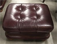 Leather Style Ottoman with Nailhead Trim