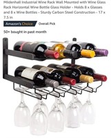 MSRP $34 Industrial Wine & Glass Rack
