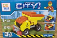 Lego style building block set dump truck