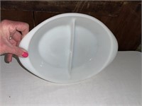 Vintage Glasbake Oval Divided Dish