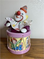 Porcelain Clown in Drum Music Box