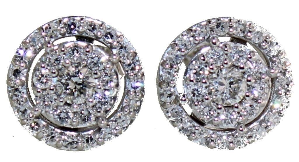 10kt Gold 1.00 ct VS Lab Diamond Halo Earrings