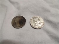 2 silver half dollars