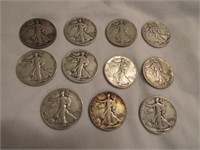 11 silver standing liberty half dollars