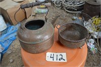 Copper Tea Pot & Bowl