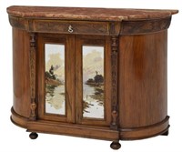 DEMILUNE MARBLE-TOP CARVED SIDEBOARD