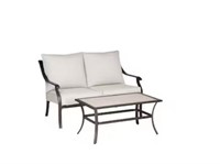 2-Piece Patio Conversation Set with Gray Cushions