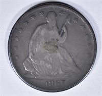 1867 SEATED HALF DOLLAR, FINE