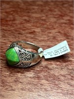 Sterling Silver .925 Green Turquoise Ring Size 9