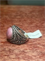 Sterling Silver .925 Pink Rhodonite Stone Ring