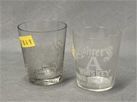 (2) Rohrer's Whiskey Acid Etched Shot Glasses