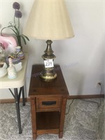 Two end tables with two three-way lamps -