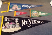 Lot of 6 Vintage 1950's Souvenir Pennants
