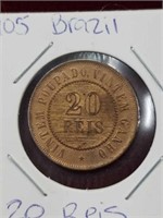 Brazil 1905 20 Reis Coin