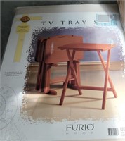 NEW CHerry Finish Set of 4 TV Tray Tables Stand