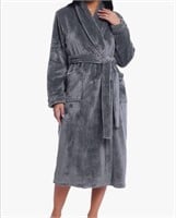 New (Size M) Women Plush Fleece Robe Long Warm