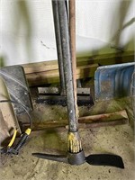 3 Tools with Handles-Pick Ax, Scraper, and Flat Re