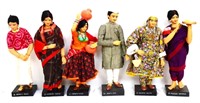 Set of 6 vintage Indian ethnic dolls