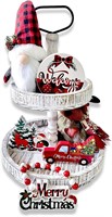 Christmas Tiered Tray Decor - Wooden Signs Set