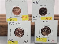 4 PL 1 CENT COINS 1995,1987 AND 2 1999 LOT OF 4