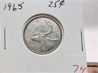1-1965 25 CENT SILVER COIN