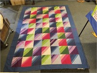 Colorful modern quilt (hand done) 66in x 86in