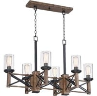 $320  WOOD  FINISH ISLAND CHANDELIER-ASSEMBLY REQD