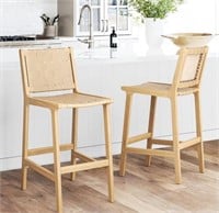 $219  26''  2PC  SET LEATHER  WOVEN HEIGHT STOOL-