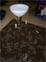 Brass Floor Lamp w/Milk Glass Shade: 62" Tall