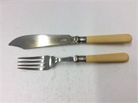 Fish Set - Bone Handled With Sterling Collars