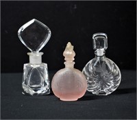 3pc Vintage Glass Perfume / Scent Bottles 3"h