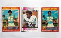3 Mercury Morris Topps Cards 1971 & 1973