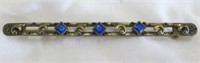 Brooch -Collar pin-gold color with blue stones-3"