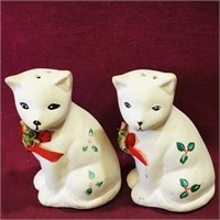 Painted Pottery Cats Salt & Pepper Shakers