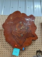 MCM Lacquered Wooden Tree Slice Clock (Works)