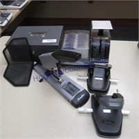 Hole punch, stapler, rolodex, mail scale