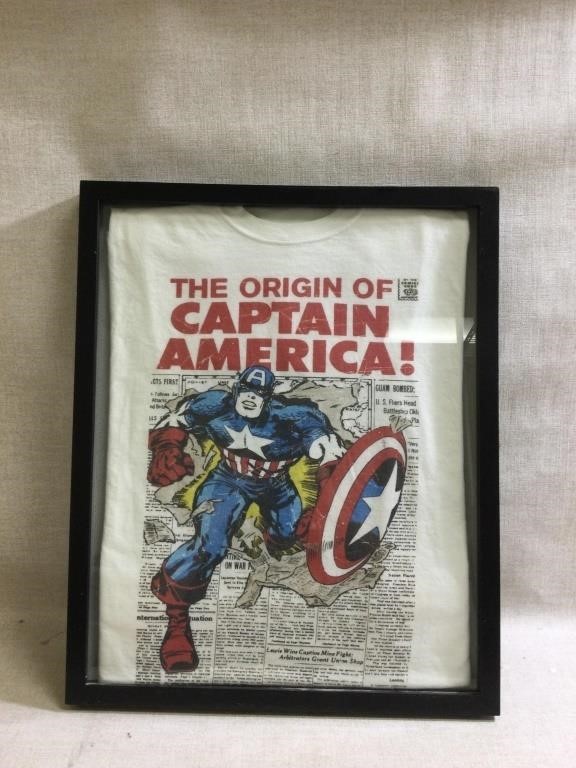 Vintage captain America shirt in a showcase