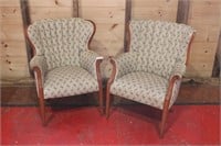 (2) Upholstered Wooden Chairs