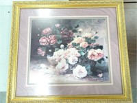 Floral Print in Ornate Frame - 34x39