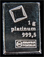 Coin 1 Gram .999 Platinum Bar.