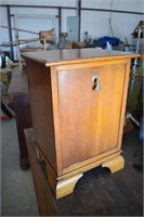 Unusual Oak Coal Cabinet with Added Fold-out Stool