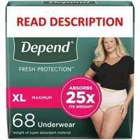 Depend Women's Incontinence Underwear L, Black, 52
