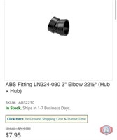 New (60 pcs) ABS Fitting LN324-030 3" Elbow 22½°