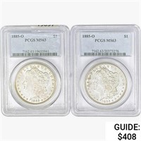 [2] 1885-O Morgan Silver Dollars PCGS/NGC MS63